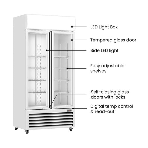 Thermaster Double Glass Door Colourbond Upright Drink Fridge LG-580P